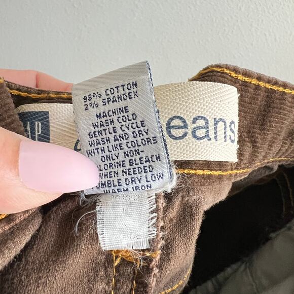 Gap Jeans Y2K Brown Corduroy A-Line Skirt Women's 4 Pockets Stretch Knee Length - Picture 4 of 4